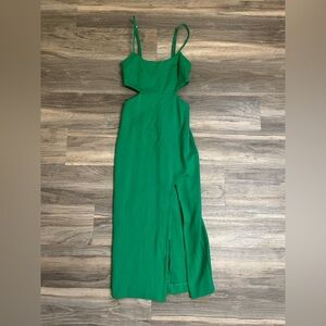 Hours Green Cut Out Detail Dress